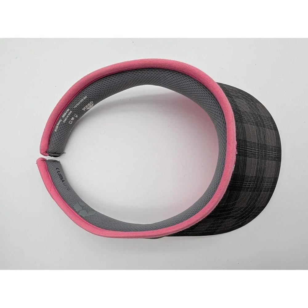 Adidas Climalite Visor Grey Plaid Pink Trim Recycled Polyester One Size OSFA